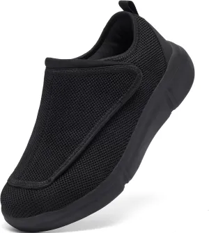 Men's Wide Diabetic Slip-On Shoes Adjustable Comfortable Walking Shoes for Swollen Feet Elderly Foot Pain Relief and Neuropathy Support