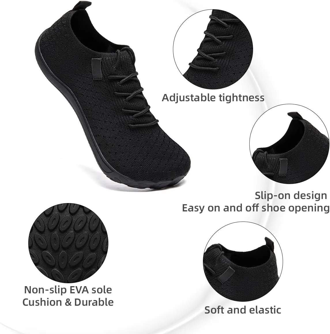 Mens Wide Toe Box Shoes Slip On Walking Shoes Sneakers Sports Casual Office Outdoor Activities Non Slip Rubber Outsole Minimalist Comfortable