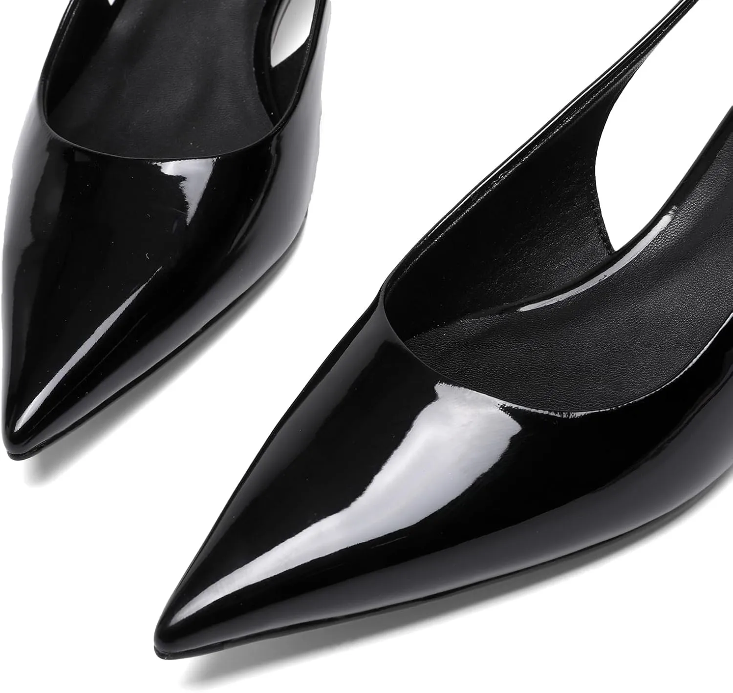 Metallic Heel Slingback Kitten Heels for Women Slip On Pointed Toe Pumps Comfortable Casual Dress Work Shoes