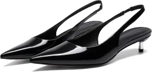 Metallic Heel Slingback Kitten Heels for Women Slip On Pointed Toe Pumps Comfortable Casual Dress Work Shoes