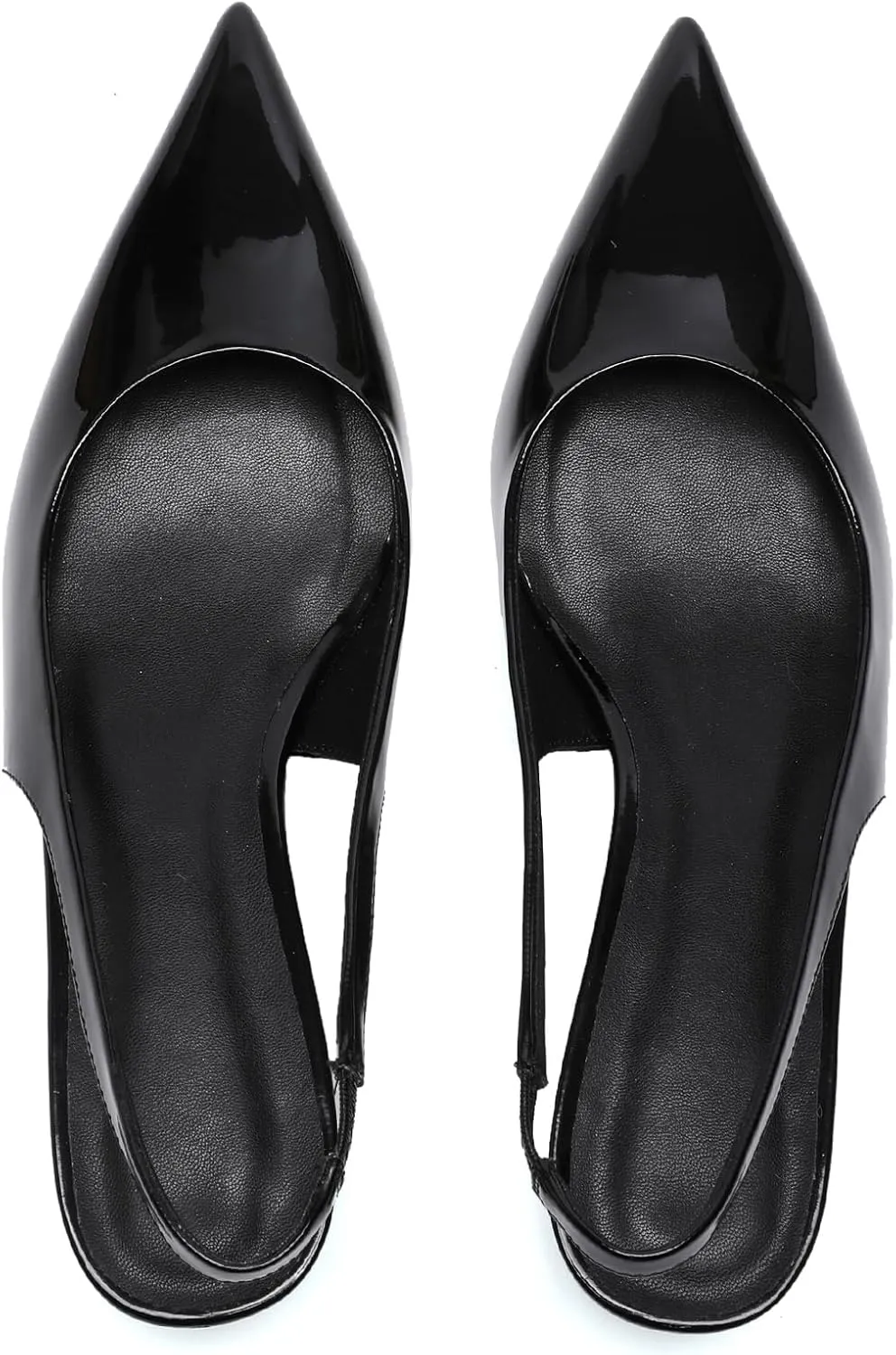 Metallic Heel Slingback Kitten Heels for Women Slip On Pointed Toe Pumps Comfortable Casual Dress Work Shoes