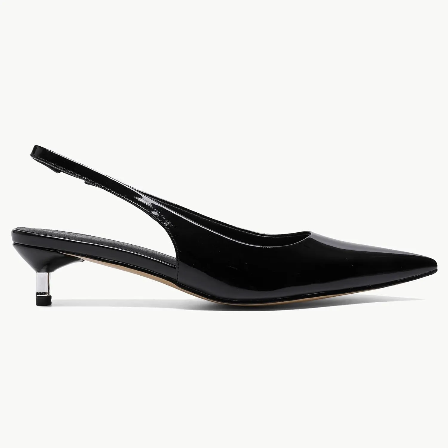 Metallic Heel Slingback Kitten Heels for Women Slip On Pointed Toe Pumps Comfortable Casual Dress Work Shoes