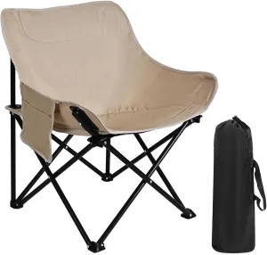 MICKYU Portable Folding Camping Chair, Heavy Duty 330 lbs Capacity, Steel Frame with 600D Oxford Fabric