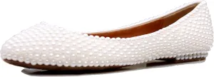 Minishion Wedding Shoes for Women Flats Comfortable Rhinestone Slip on Pumps Shoes