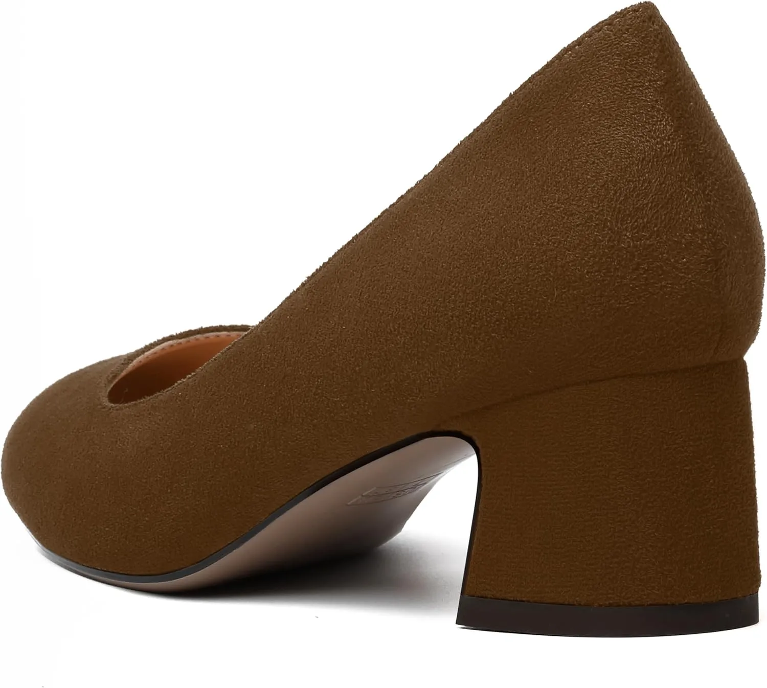 MODENCOCO Womens Suede Slip On Comfortable Formal Round Toe Office Chunky Low Heel Pumps Dress Shoes 2 Inch