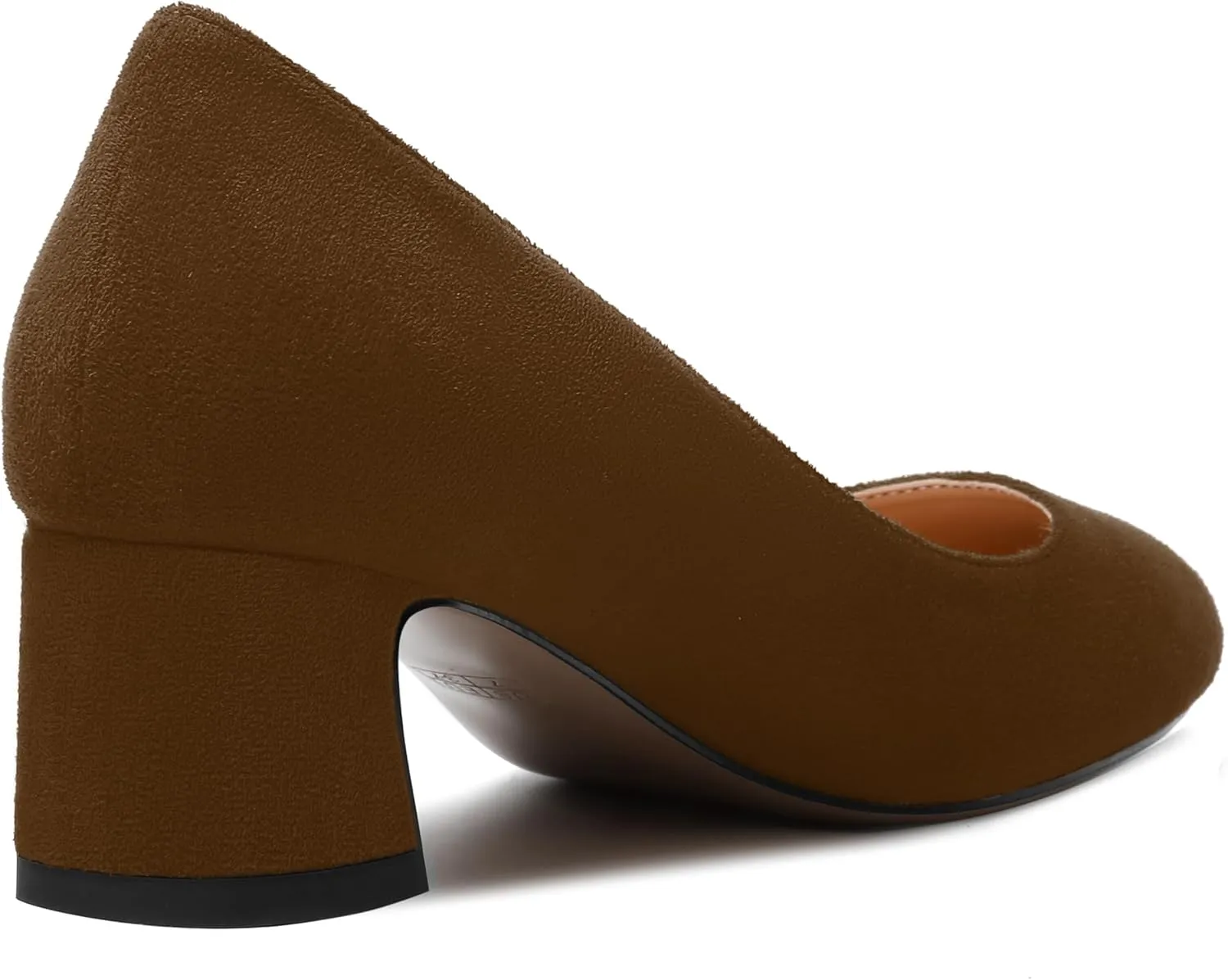 MODENCOCO Womens Suede Slip On Comfortable Formal Round Toe Office Chunky Low Heel Pumps Dress Shoes 2 Inch