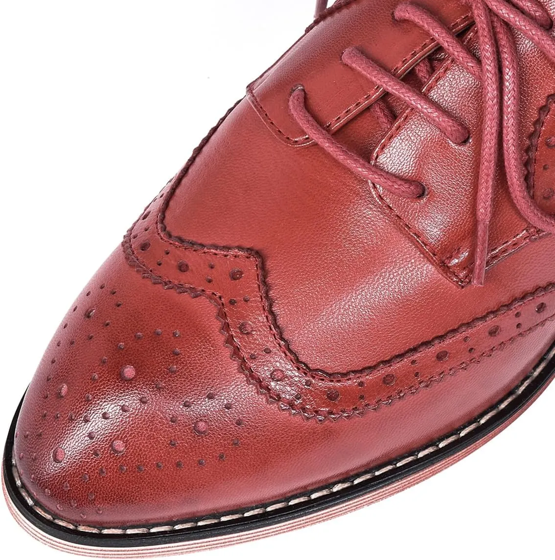 Mona flying Casual Wing Tip Oxfords Brogue for Women Ladies Handmade Lace up Leather Derby Shoes
