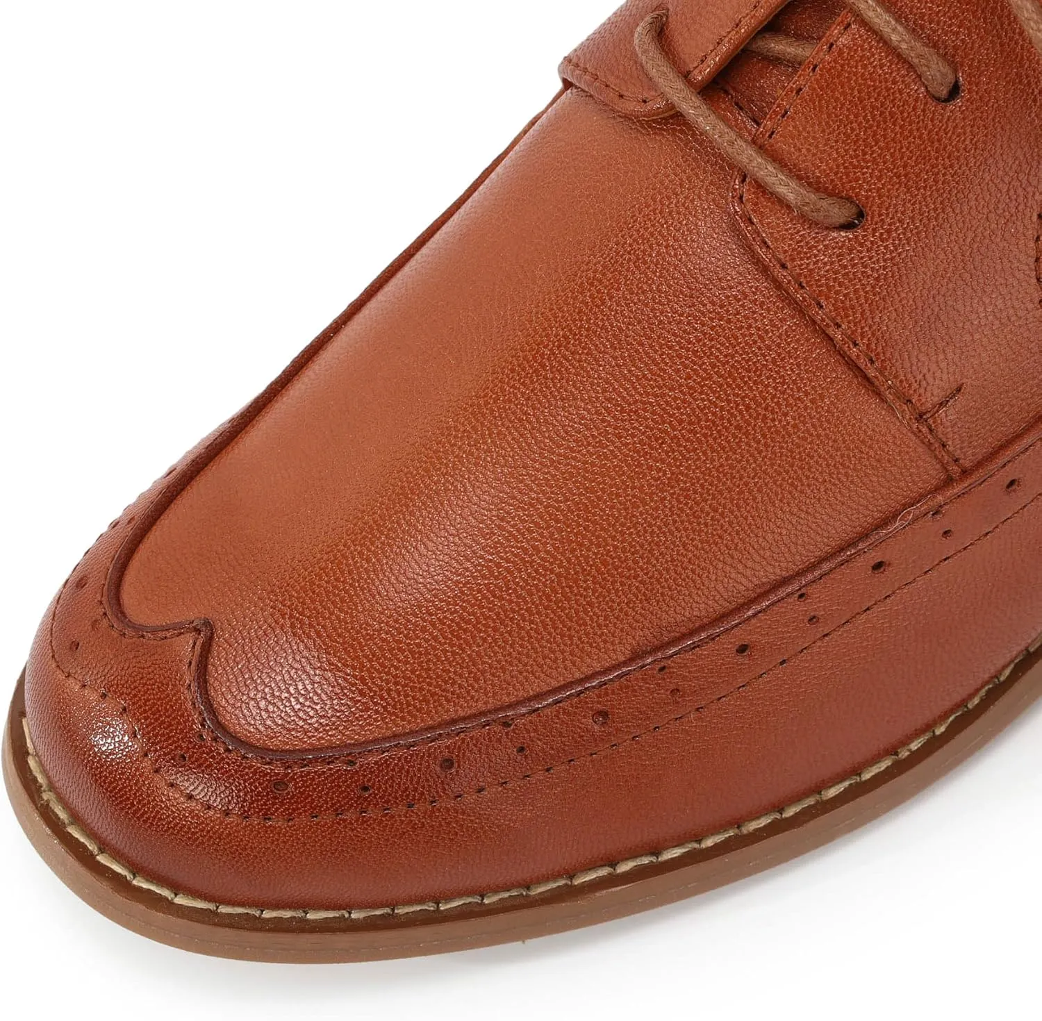 Mona flying Women's Classic Leather Derby Oxfords Round Toe Lace up Flat Office Work Shoes for Ladies