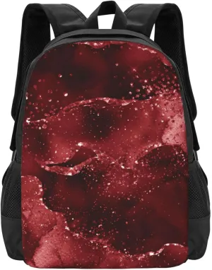 Moody Crimson Agate Dark Blood Red Jewel Tone Minimalist Large Backpack – 15”Laptop Backpack, Lightweight Travel & Work Bag With Ergonomic Straps