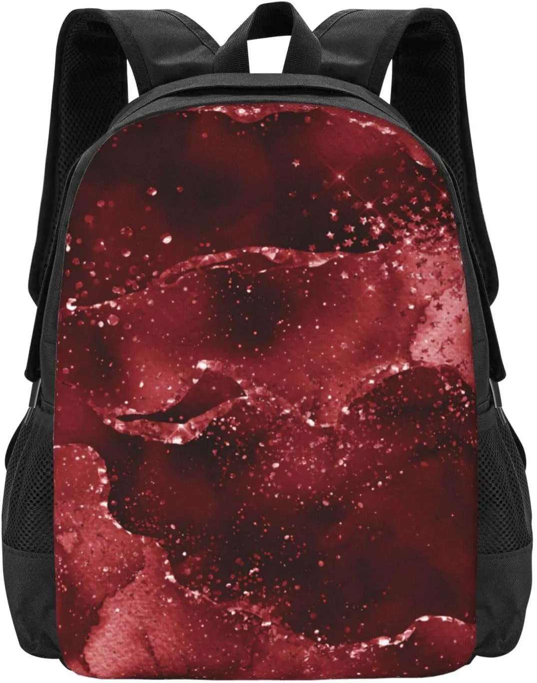 Moody Crimson Agate Dark Blood Red Jewel Tone Minimalist Large Backpack – 15”Laptop Backpack, Lightweight Travel & Work Bag With Ergonomic Straps