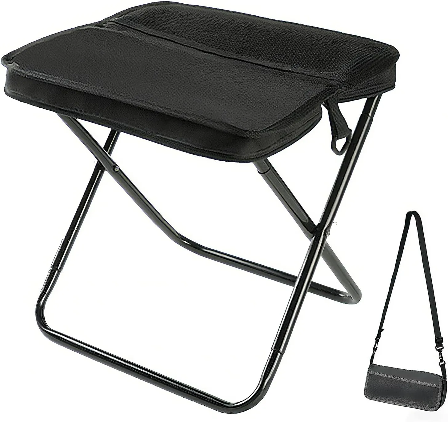 Mountaineering and Hiking Portable Stool, Durable Camping Stool, Outdoor Zipper Pack Folding Chair for Travel and Fishing, Maximum Weight 330 Lbs (Shoulder Bag - Black, L)