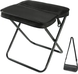 Mountaineering and Hiking Portable Stool, Durable Camping Stool, Outdoor Zipper Pack Folding Chair for Travel and Fishing, Maximum Weight 330 Lbs (Shoulder Bag - Black, L)