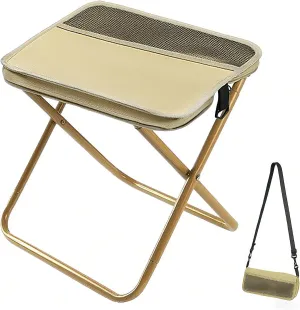 Mountaineering and Hiking Portable Stool, Durable Camping Stool, Outdoor Zipper Pack Folding Chair for Travel and Fishing, Maximum Weight 330 Lbs (Shoulder Bag - Khaki, L)