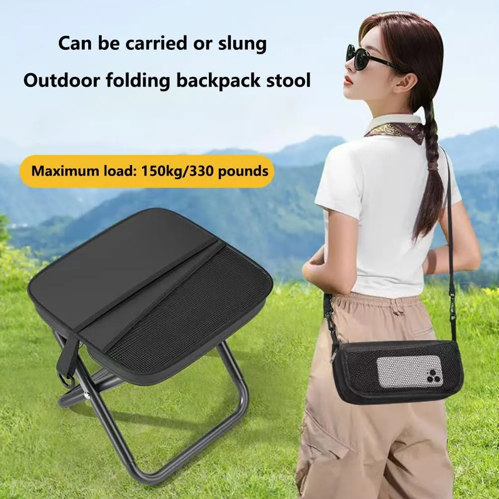 Mountaineering and Hiking Portable Stool, Durable Camping Stool, Outdoor Zipper Pack Folding Chair for Travel and Fishing, Maximum Weight 330 Lbs (Shoulder Bag - Khaki, L)