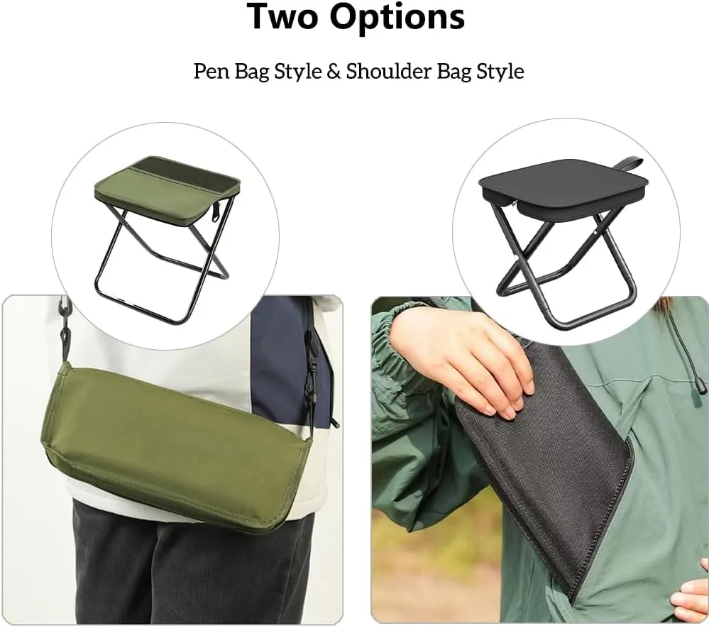 Mountaineering and Hiking Portable Stool, Durable Camping Stool, Outdoor Zipper Pack Folding Chair for Travel and Fishing, Maximum Weight 330 Lbs (Shoulder Bag - Khaki, L)