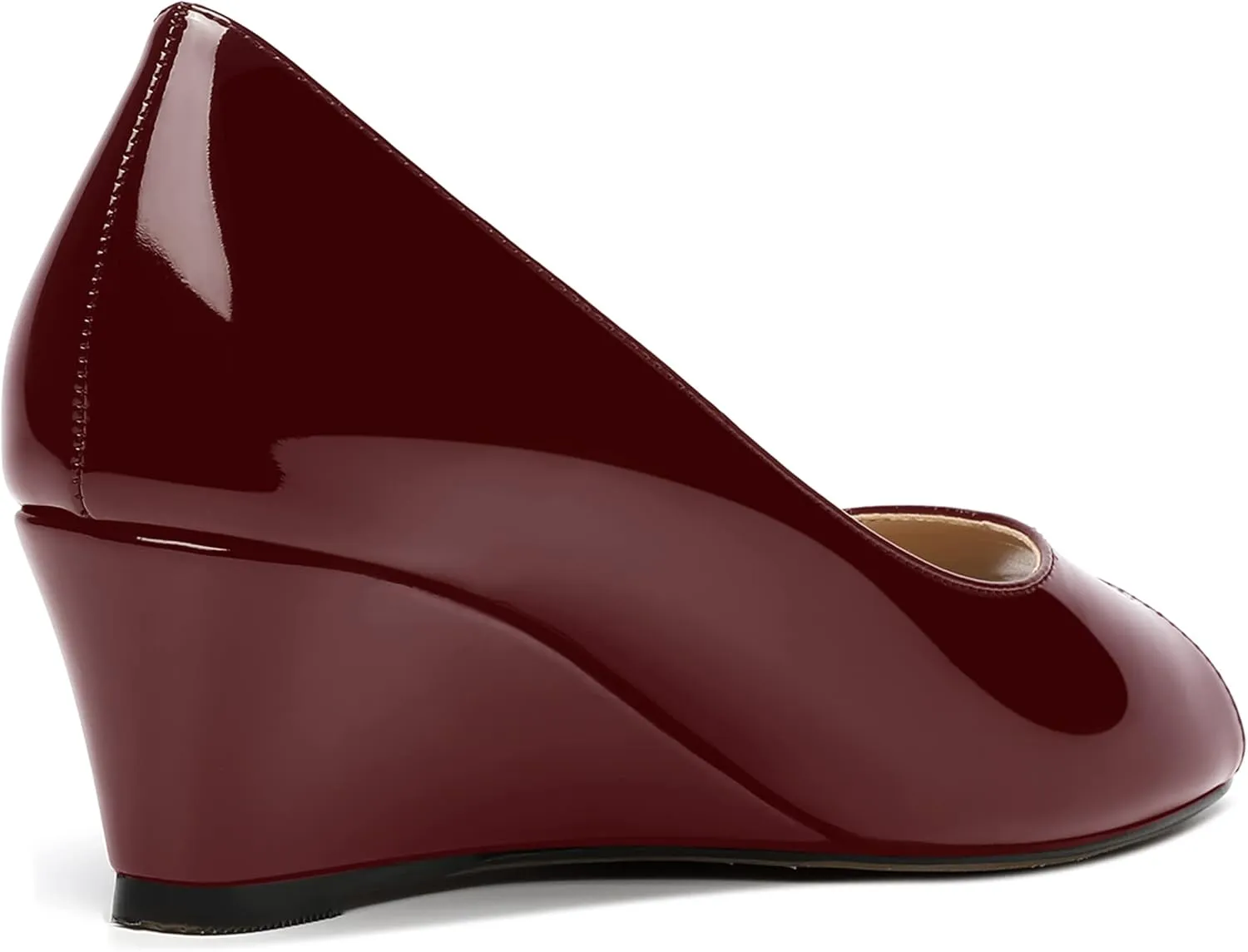 MOVINSTEPS Womens Patent Peep Toe Fashion Slip On Party Open Toe Wedge Low Heel Pumps Shoes 2 Inch