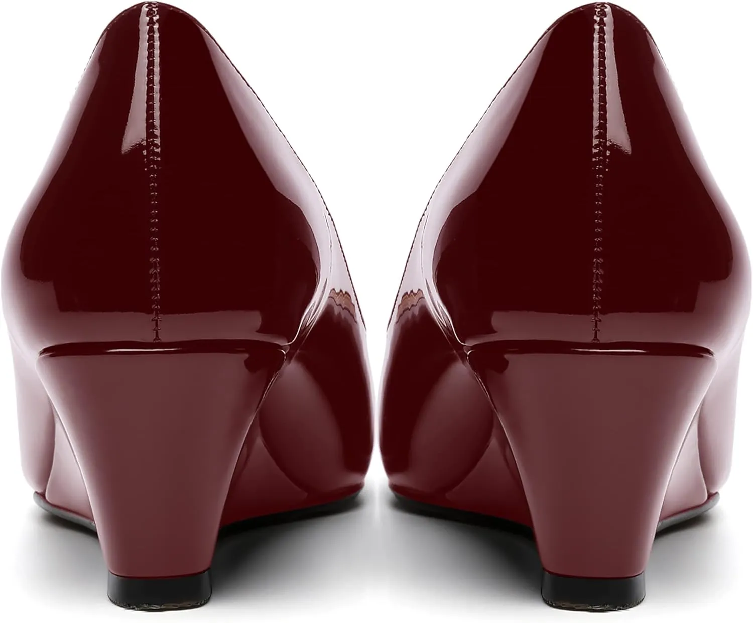 MOVINSTEPS Womens Patent Peep Toe Fashion Slip On Party Open Toe Wedge Low Heel Pumps Shoes 2 Inch