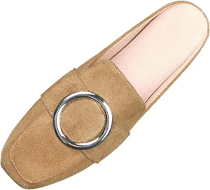 Mules for Woman Buckle Flats Comfortable Slip on Women Mules Flats Shoes Backless Loafers