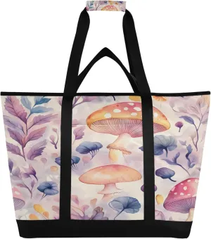 Mushroom Reusable Insulated Cooler Bag with Ice Pack Compartment - Large 87L Waterproof Thermal Grocery Tote for Picnic Beach Camping Lunch Storage