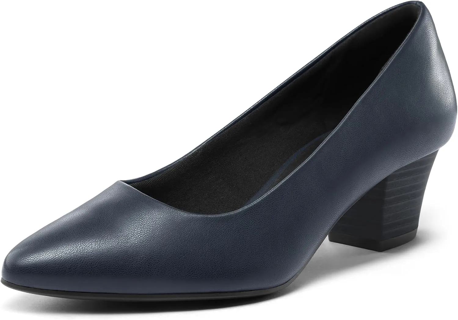 mysoft Women's Chunky Stacked Heel Pumps Closed Toe Dress Shoes Comfortable Slip On Pumps