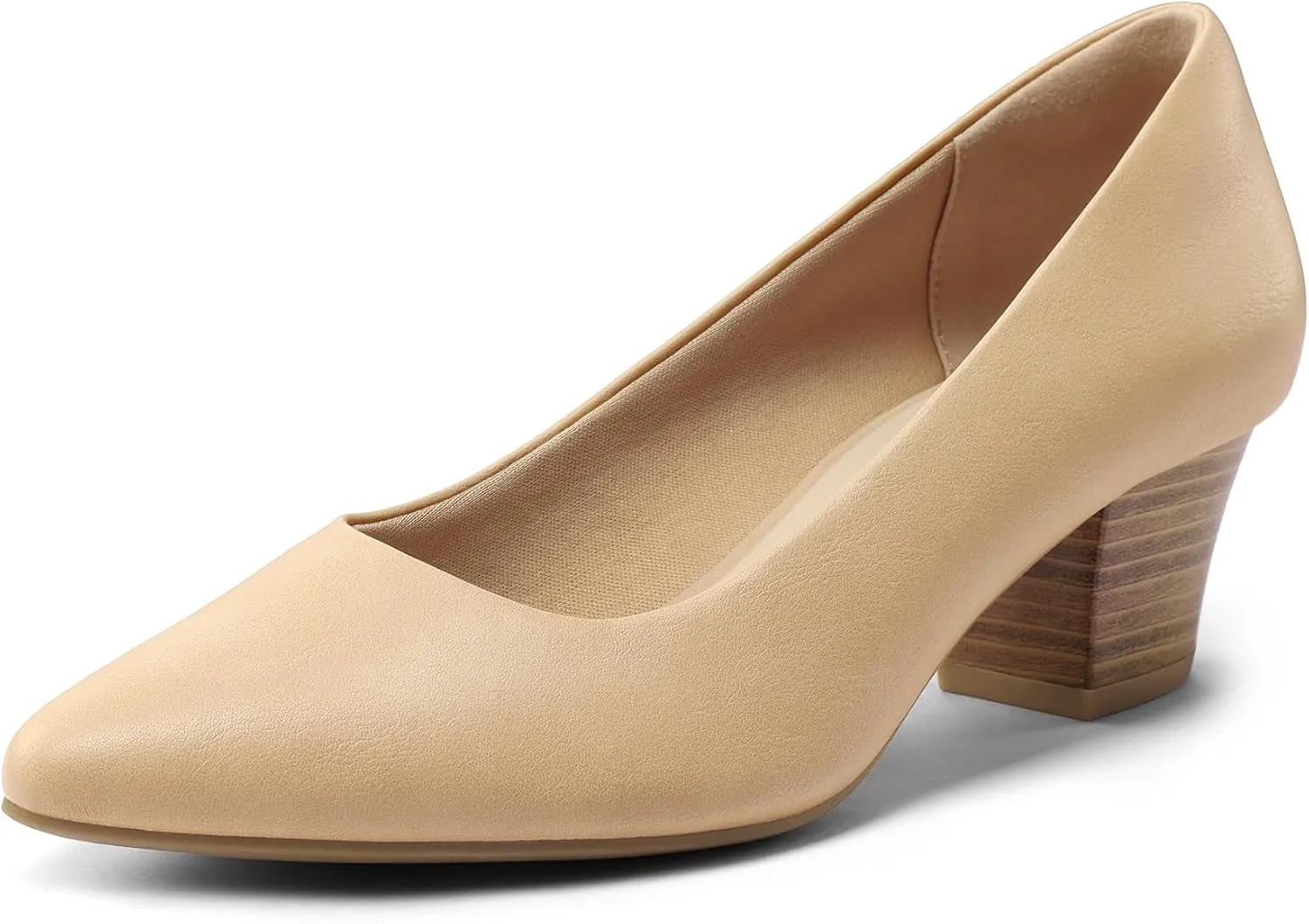mysoft Women's Chunky Stacked Heel Pumps Closed Toe Dress Shoes Comfortable Slip On Pumps