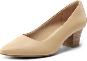 mysoft Women's Chunky Stacked Heel Pumps Closed Toe Dress Shoes Comfortable Slip On Pumps