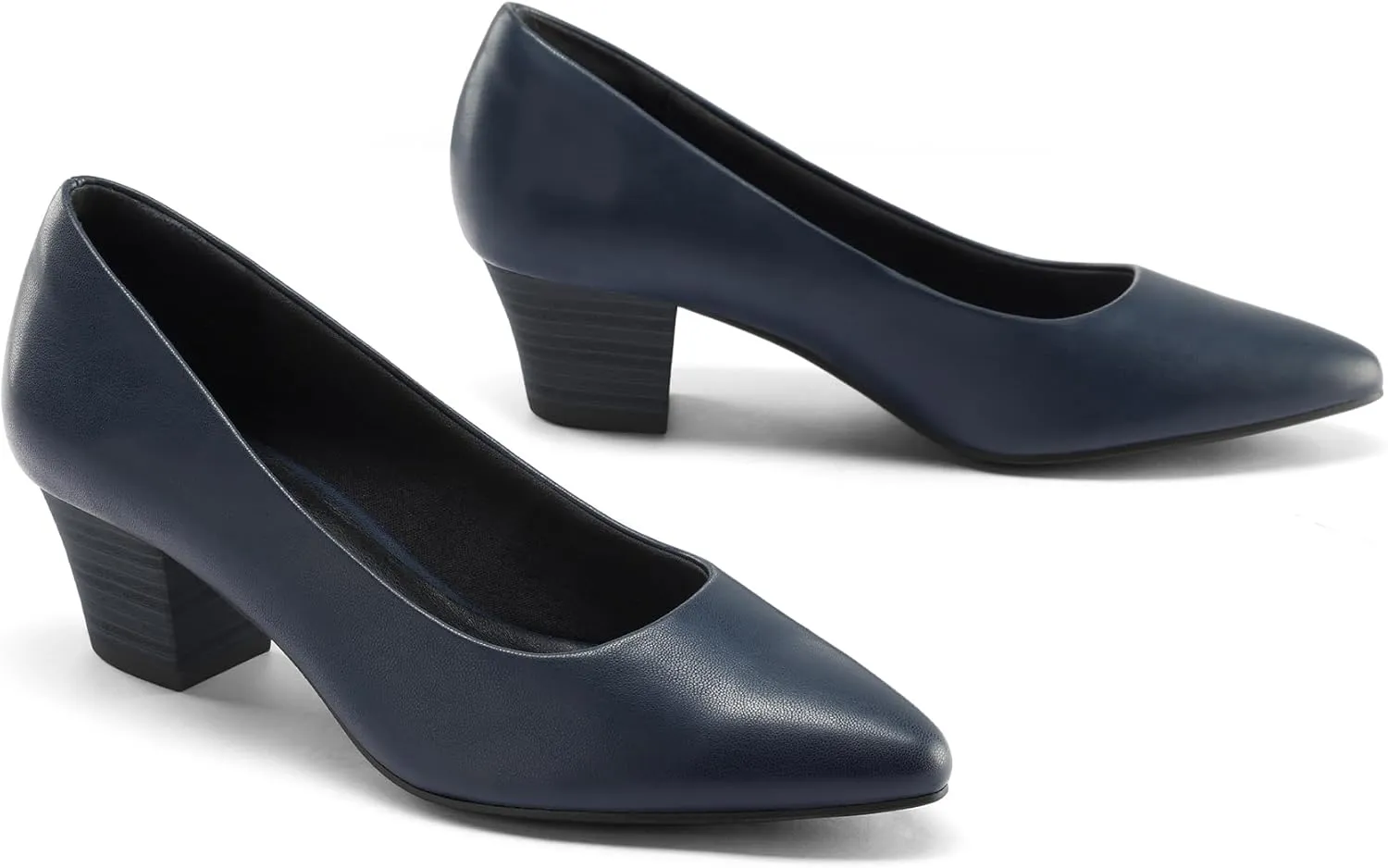 mysoft Women's Chunky Stacked Heel Pumps Closed Toe Dress Shoes Comfortable Slip On Pumps