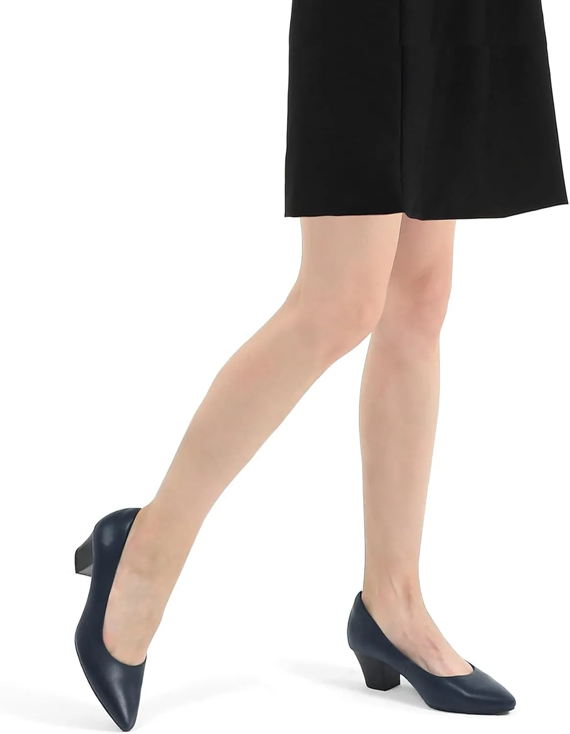 mysoft Women's Chunky Stacked Heel Pumps Closed Toe Dress Shoes Comfortable Slip On Pumps