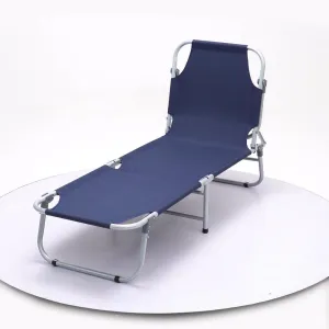 Navy Blue Folding[Detachable Pillow Carry Bag] Cot Reclining Camping Military Bed