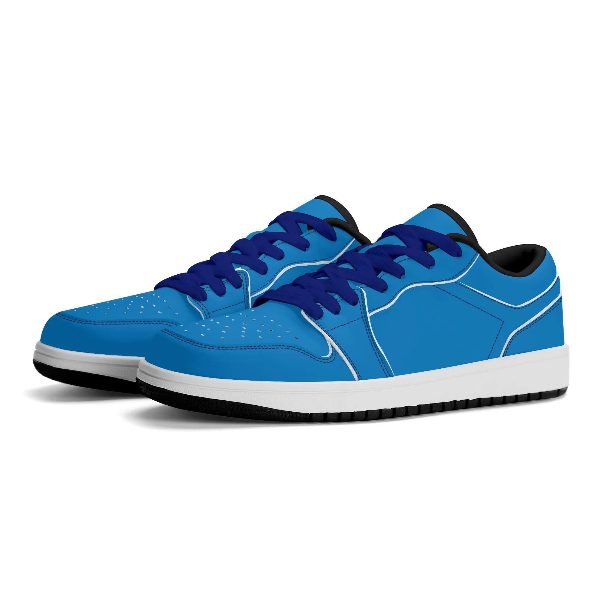 Navy Blue Low Top Leder Sneaker für Damen
