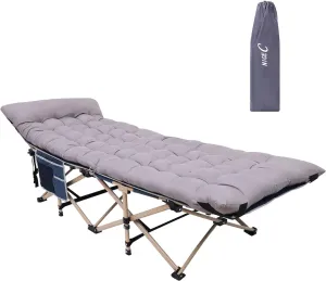 Nice C Camping Cots, Camping Cots with Mattress, for Adults, Folding Cot, with Pillow, Carry Bag & Storage Pocket, Extra Wide Sturdy, Holds Up to 500 Lbs (1, Mattress Grey)