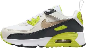 Nike Air Max 90 EasyOn Little Kids' Shoes (HF6357-103, White/Cyber/Dark Smoke Grey/Khaki) Size 13