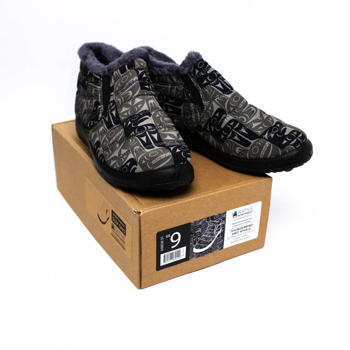 Northwest Slip (Shoes) - Thunderbird and Whale by Maynard Johnny Jr