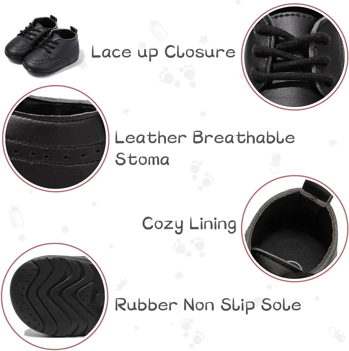 ohsofy Infant Baby Boy Oxford Shoes PU Leather Loafers Rubber and Soft Sole Wedding Dress Shoes Toddler Girl Baby Walking Shoes