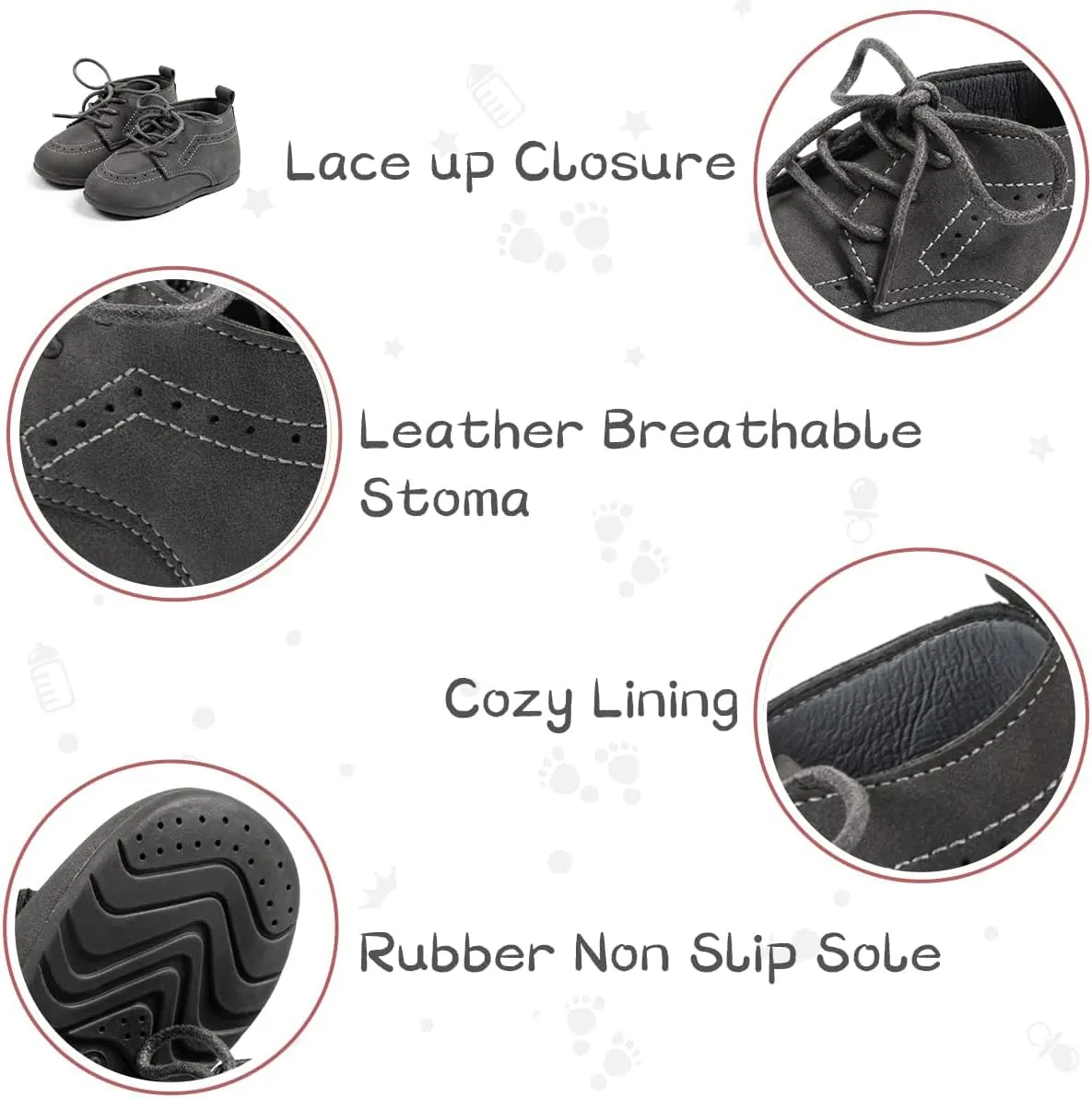 ohsofy Infant Baby Boy Oxford Shoes PU Leather Loafers Rubber and Soft Sole Wedding Dress Shoes Toddler Girl Baby Walking Shoes