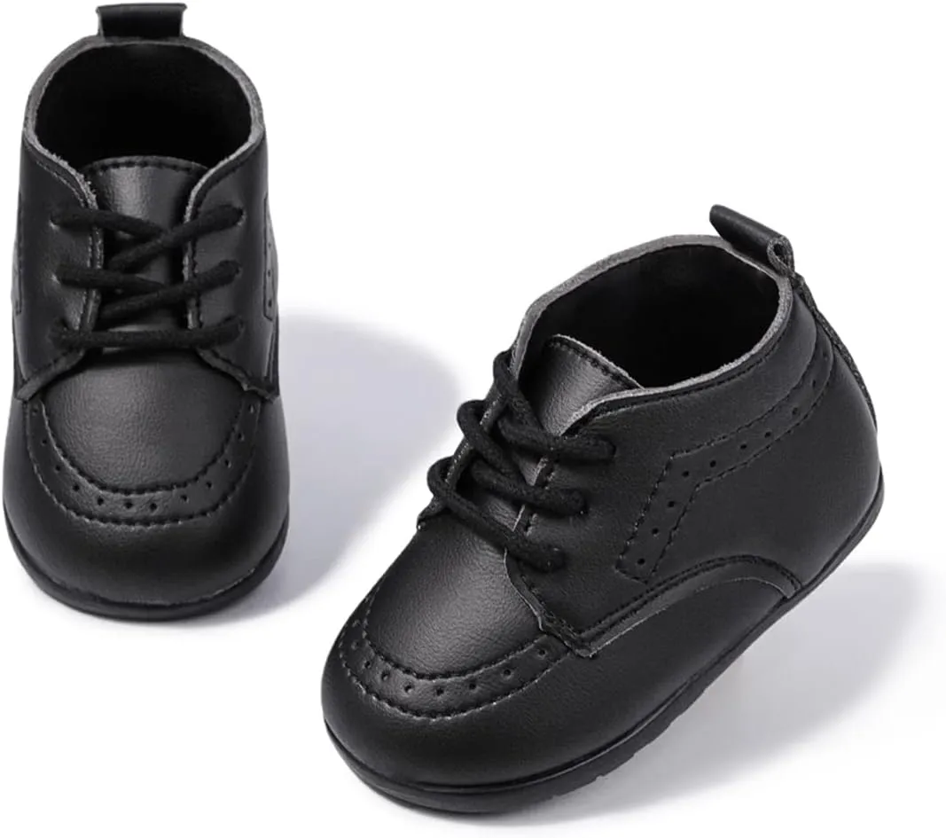 ohsofy Infant Baby Boy Oxford Shoes PU Leather Loafers Rubber and Soft Sole Wedding Dress Shoes Toddler Girl Baby Walking Shoes