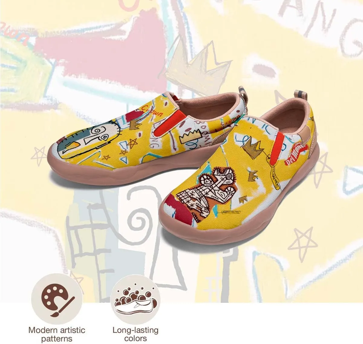 Onehorse Women's Graffiti Painted Shoes Walking Travel Casual Loafers Lightweight Comfort Slip-On Fashion Sneakers