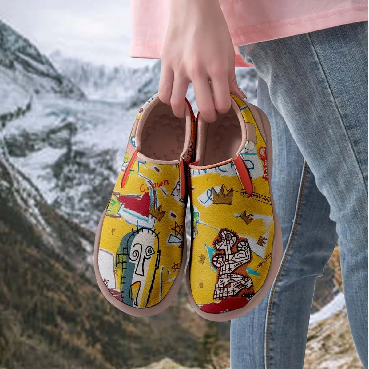 Onehorse Women's Graffiti Painted Shoes Walking Travel Casual Loafers Lightweight Comfort Slip-On Fashion Sneakers