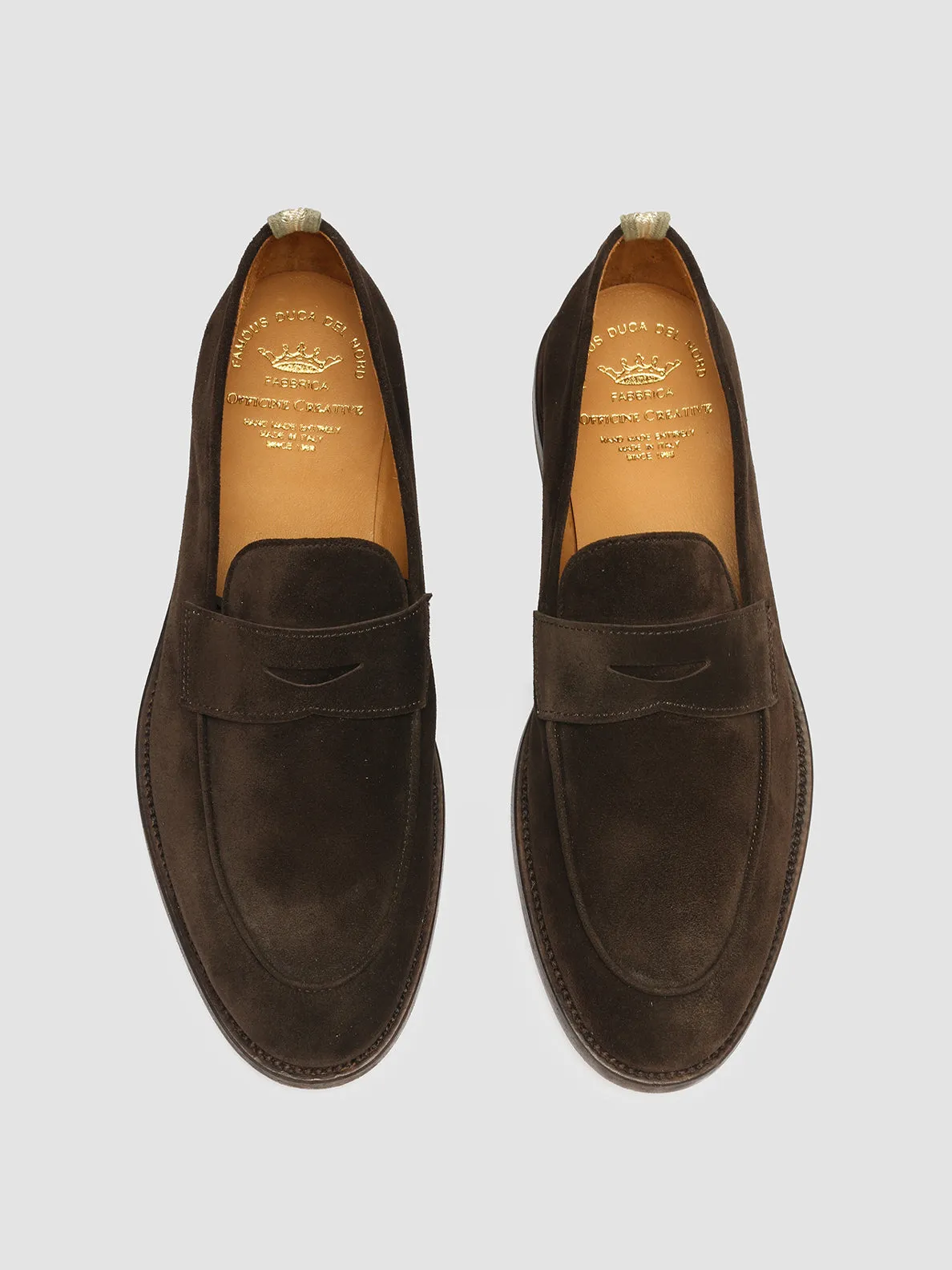 OPERA 001 - Mocassini Penny Loafer in Pelle Scamosciata Marrone