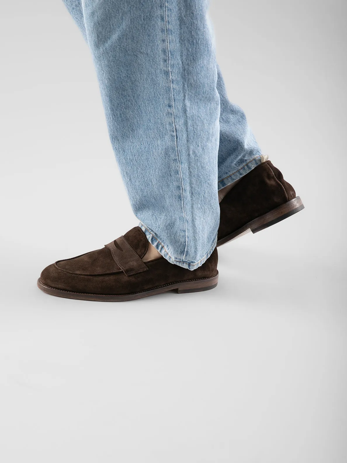 OPERA 001 - Mocassini Penny Loafer in Pelle Scamosciata Marrone