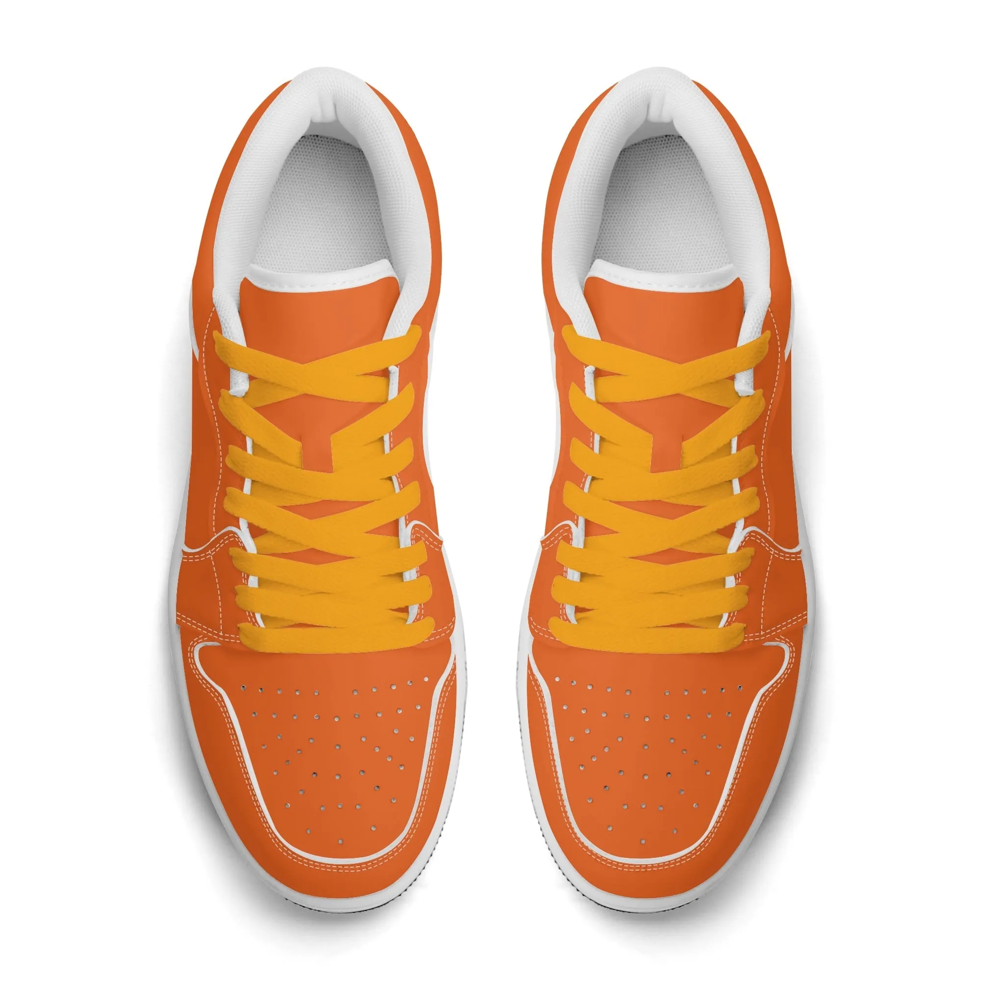 Orange Low Top Leder Sneaker für Damen