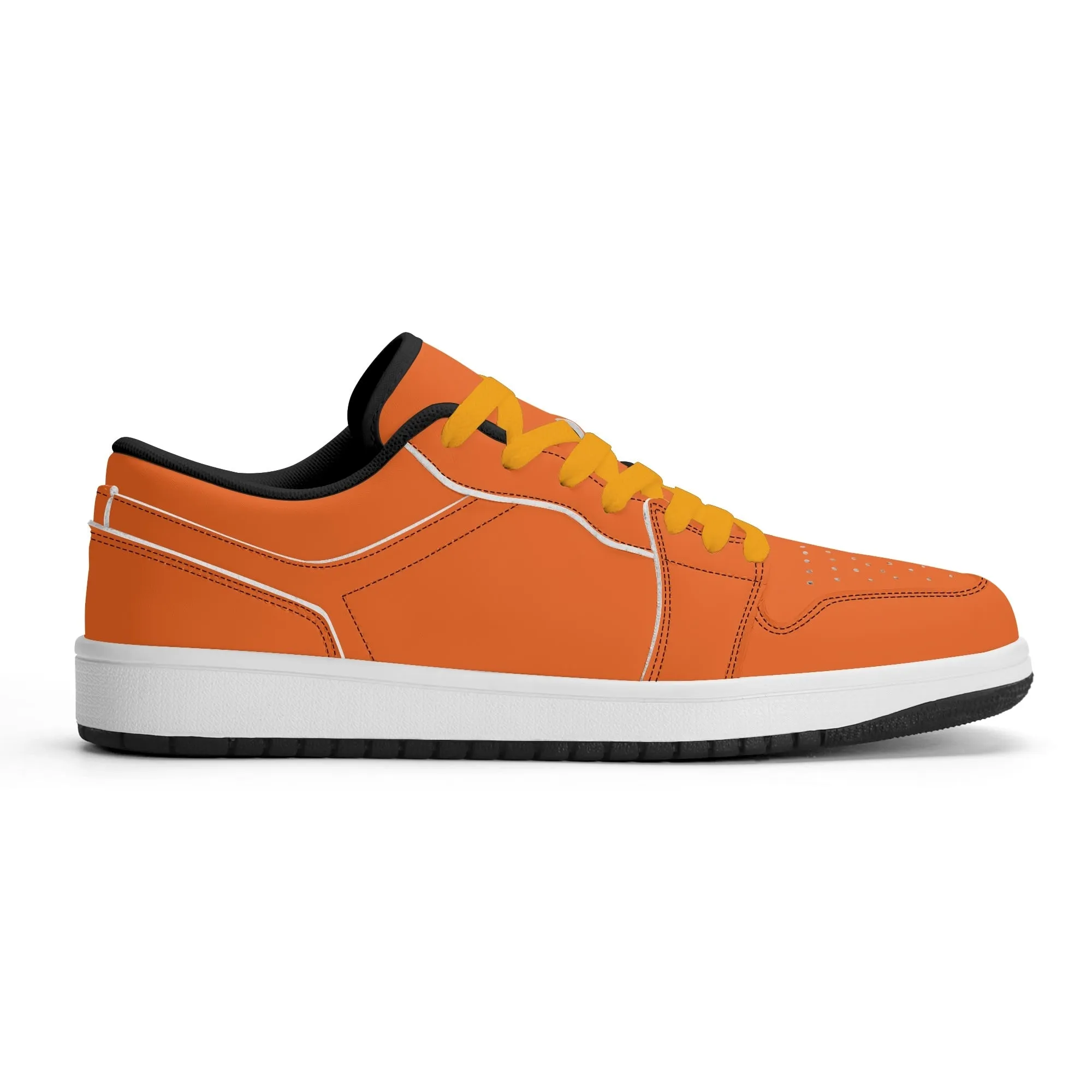 Orange Low Top Leder Sneaker für Damen