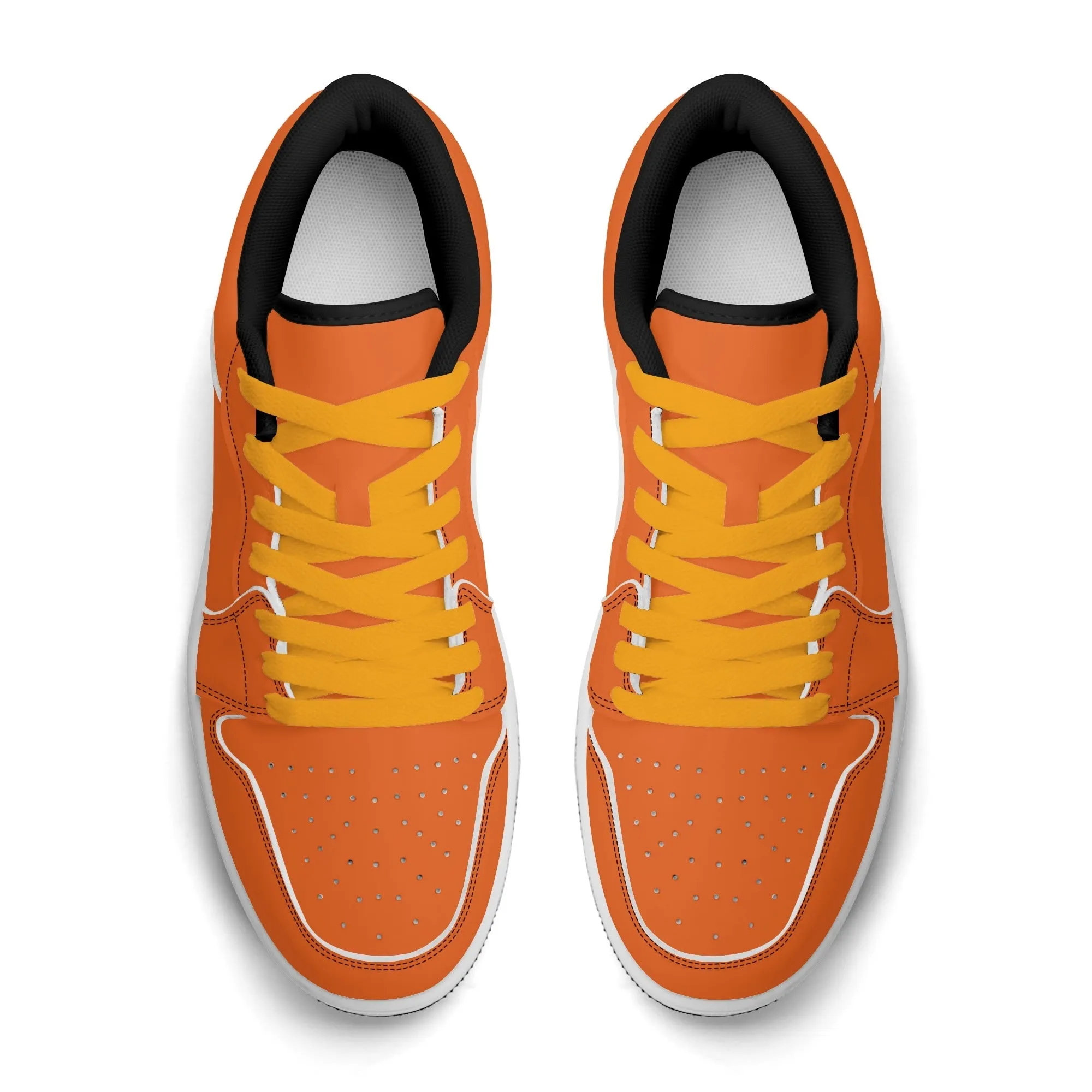 Orange Low Top Leder Sneaker für Damen