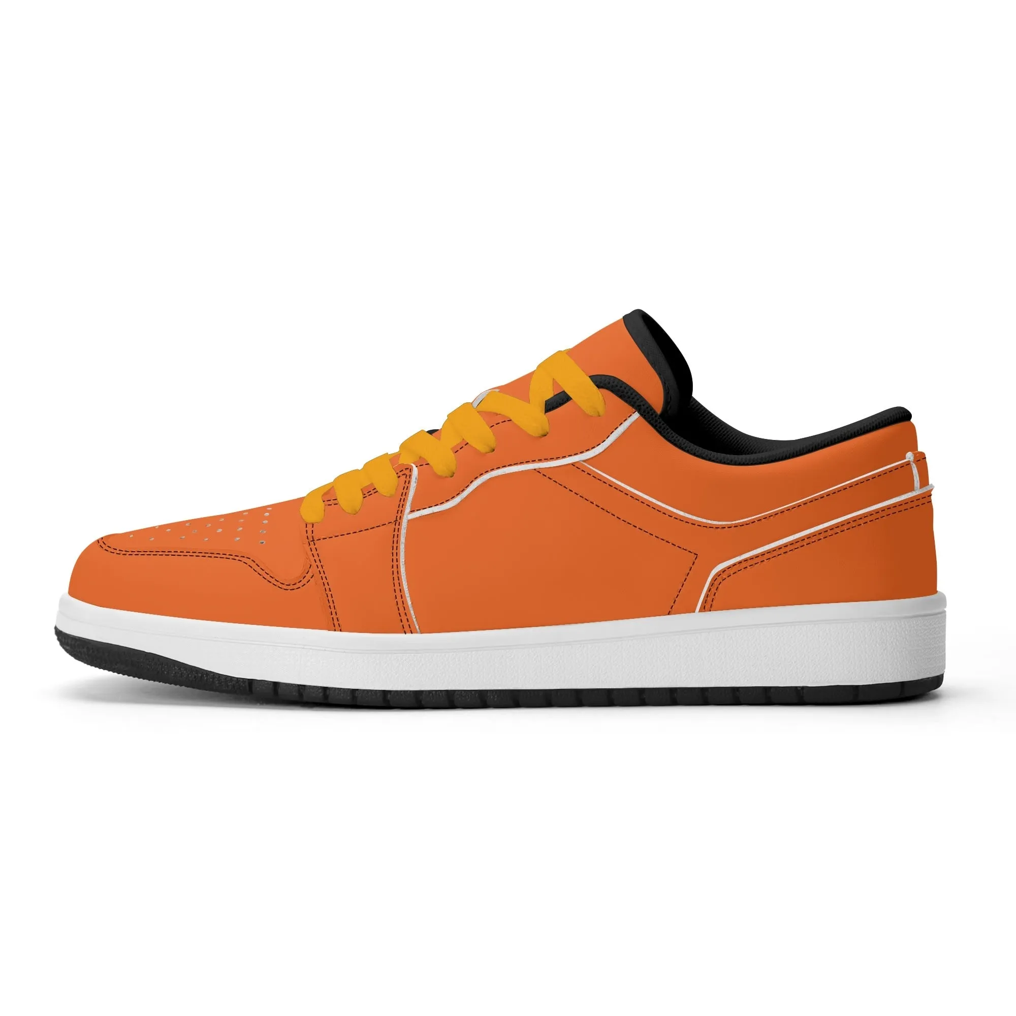 Orange Low Top Leder Sneaker für Damen