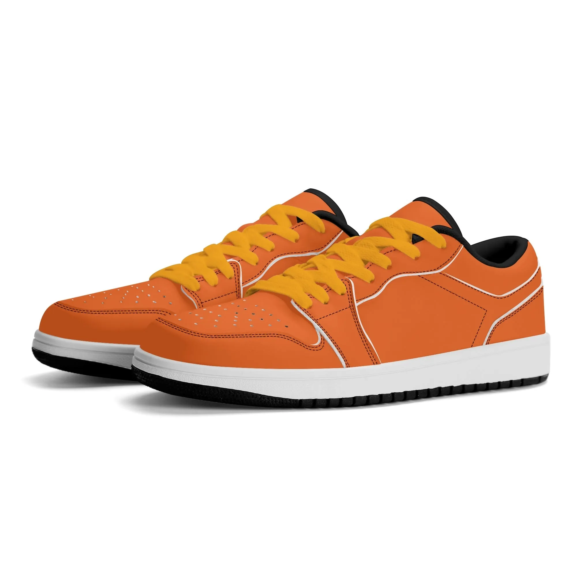 Orange Low Top Leder Sneaker für Damen