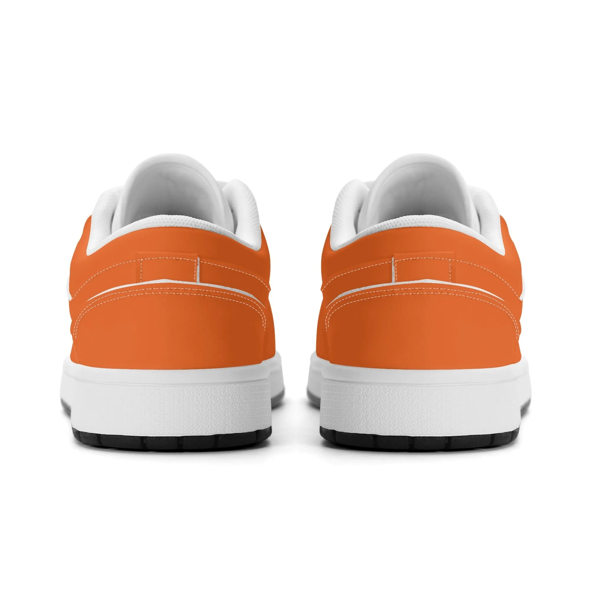 Orange Low Top Leder Sneaker für Damen