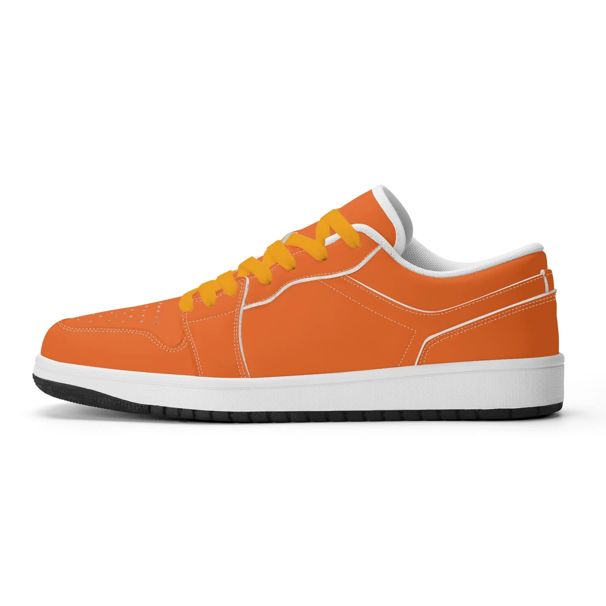Orange Low Top Leder Sneaker für Damen