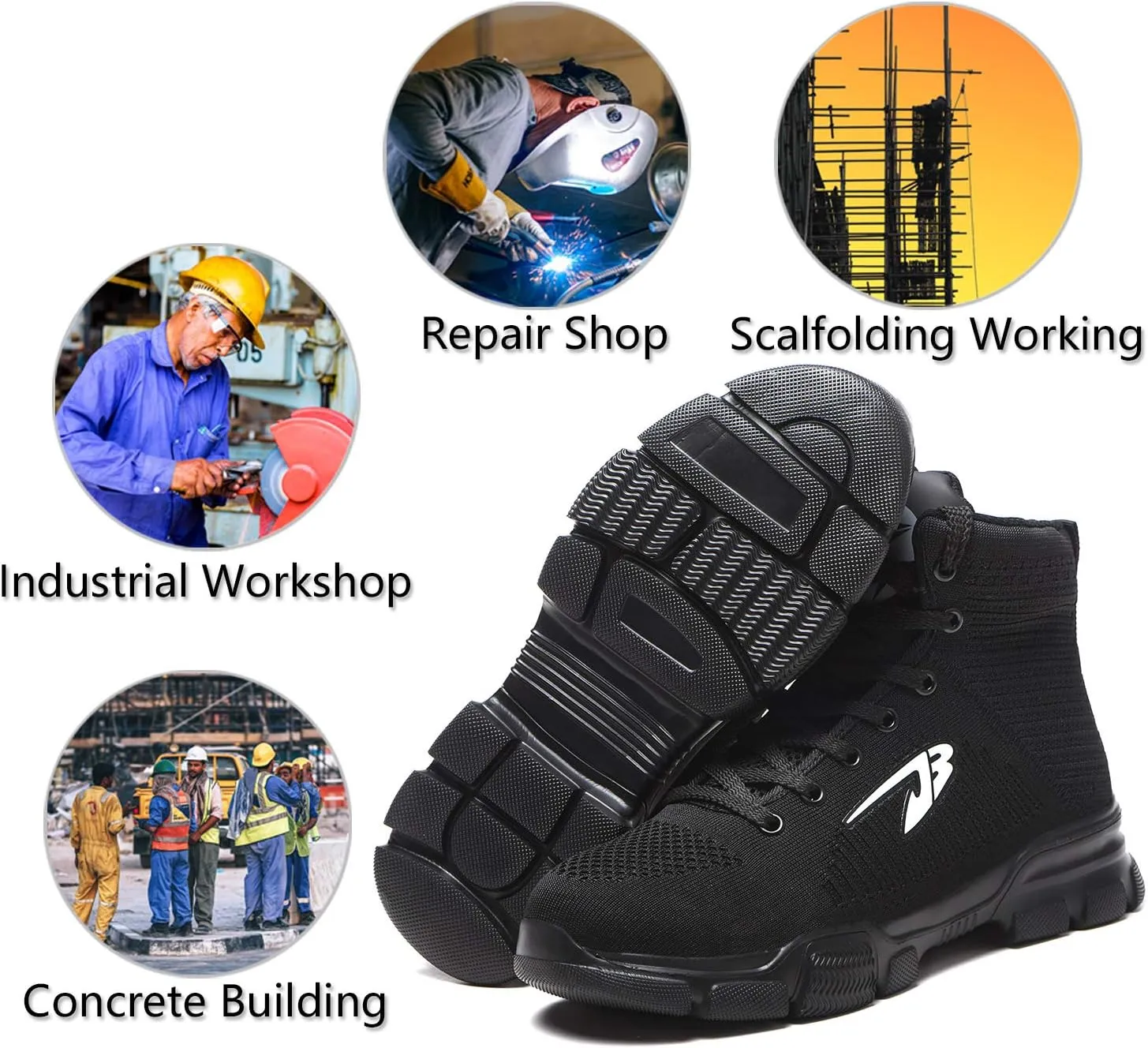 ORISATCO Steel Toe Boots for Mens Womens, Lightweight Comfortable Industrial Construction Slip Resistant Winter Work Safety Shoes