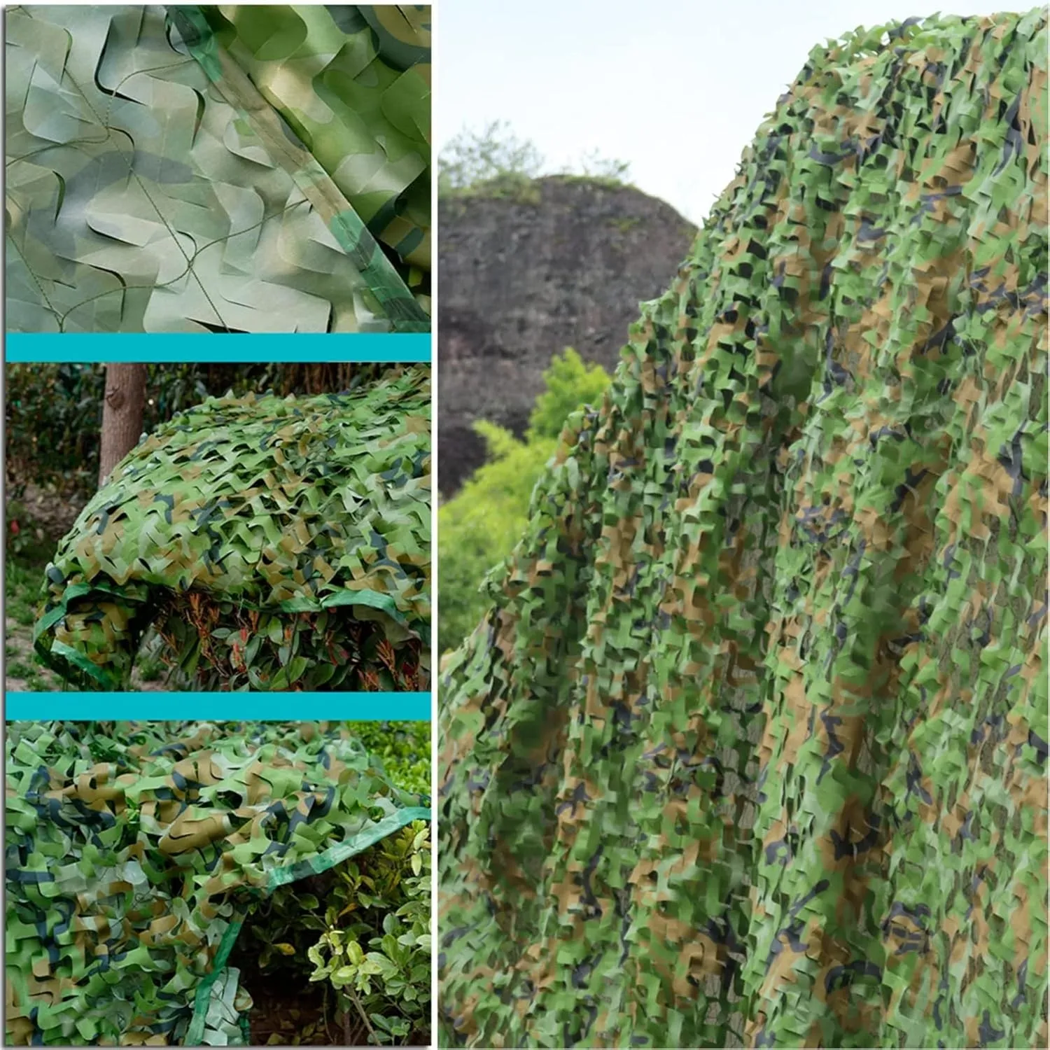 Outdoor Camo Netting,Hunting Camouflage Net,Camping Sunblock Shade Cloth Net,Breathable Mesh Tarp,Quick Dry Oxford Fabric,Various Sizes,10x10m(32.8 * 32.8ft)