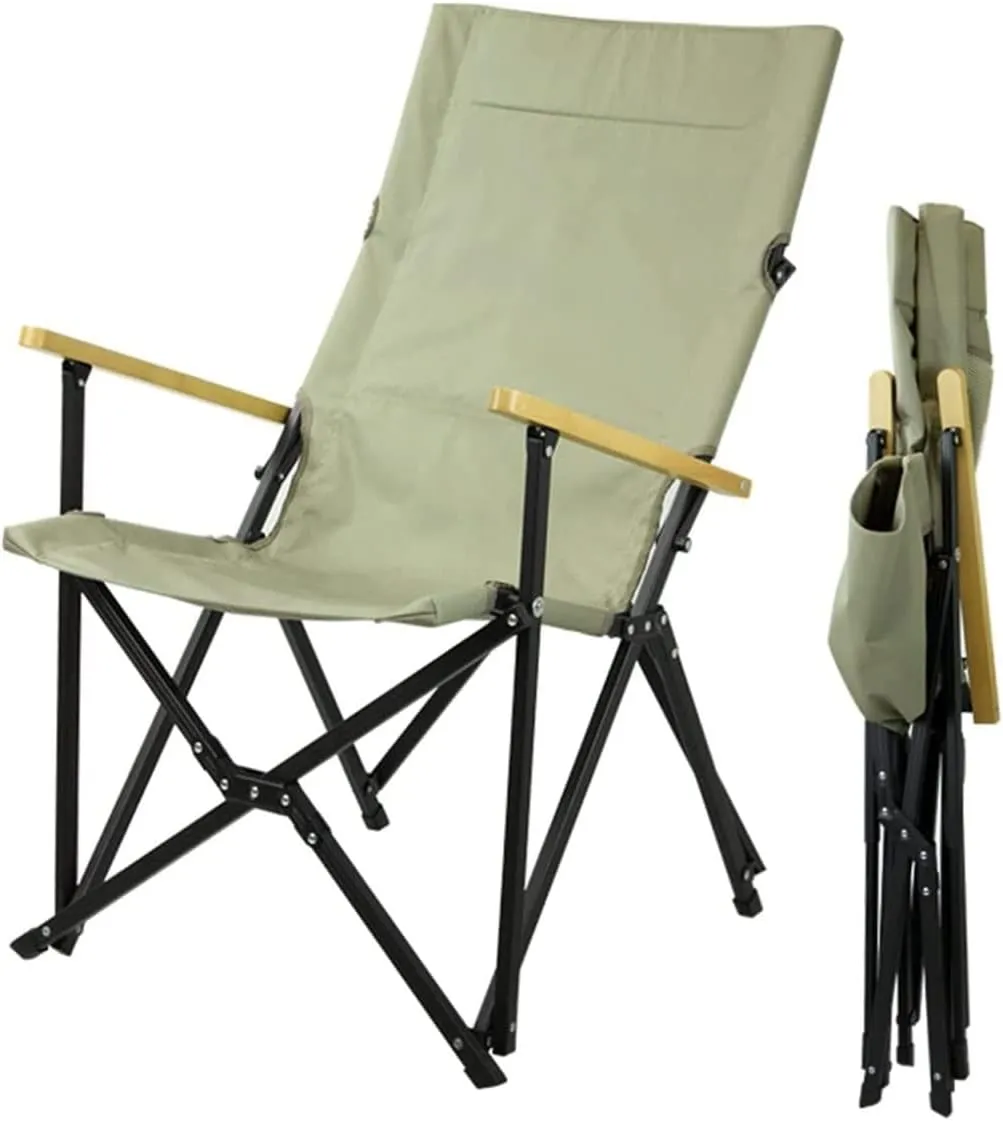 Outdoor Camping Chair Beach Chair Whit Wooden Armrest Outdoor Camping Leisure Seat Folding Aluminum Folding Recliner for Hiking Fishing Portable Folding Lawn Chairs